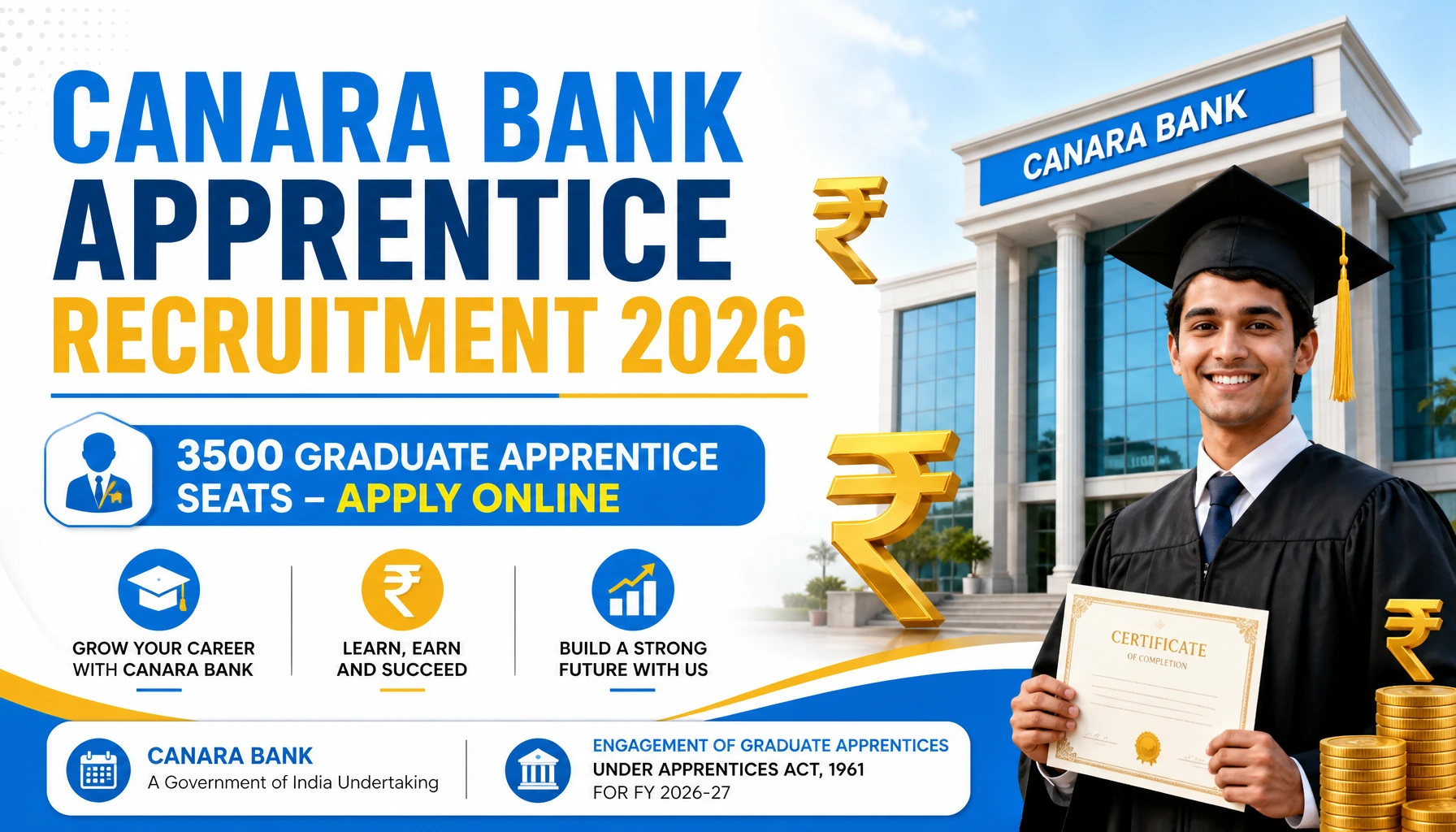Canara Bank Apprentice Recruitment 2026: 3500 Posts, Apply Online
