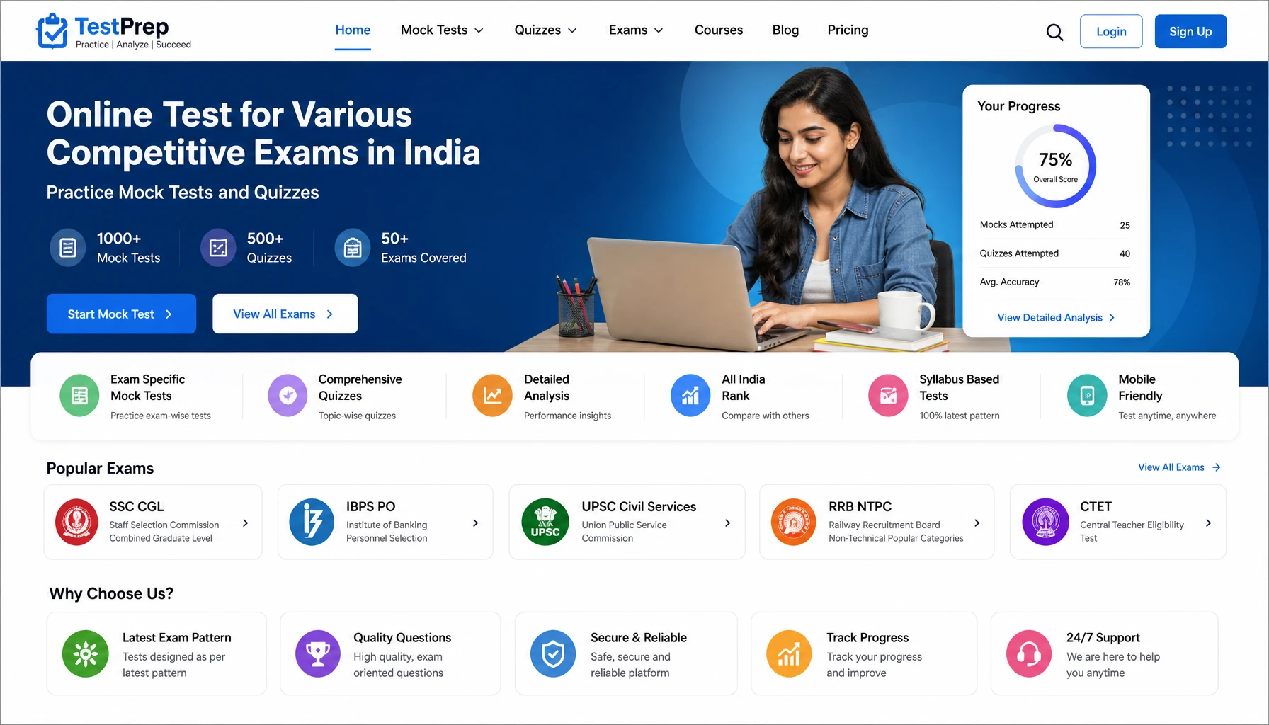 Online Test for Various Competitive Exams in India – Practice Mock Tests and Quizzes