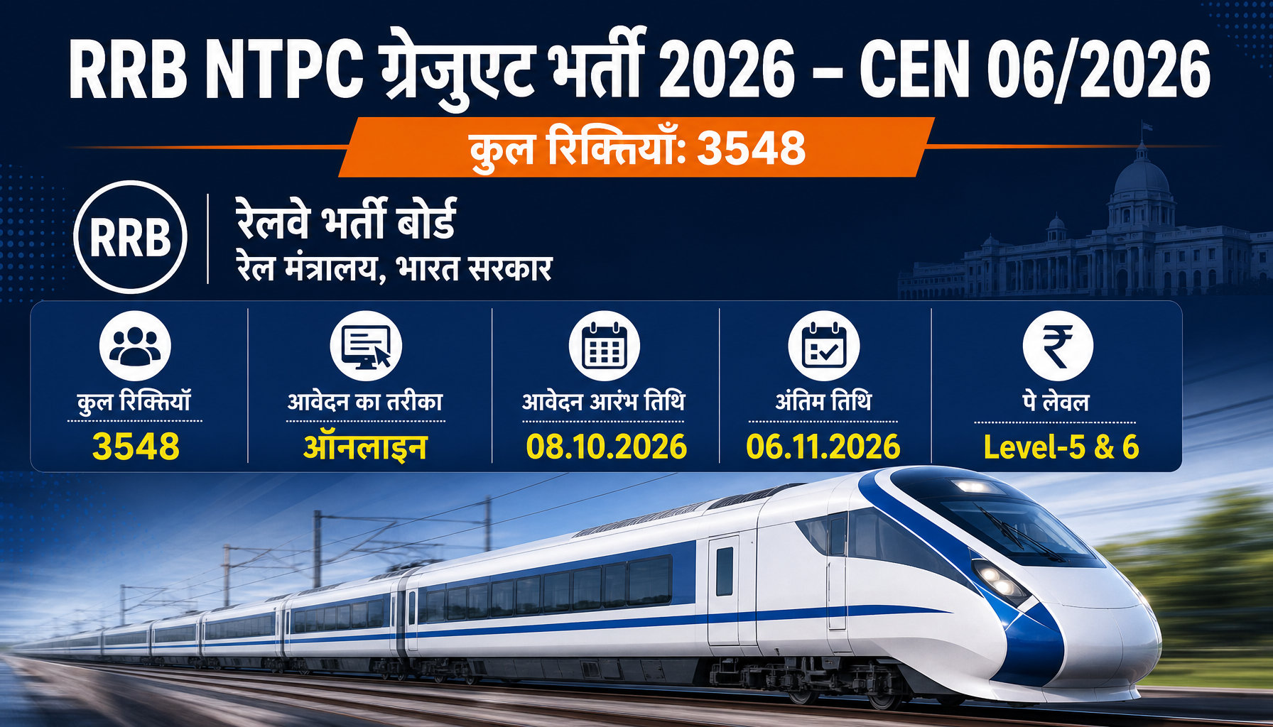 RRB NTPC Graduate Recruitment 2026: Apply Online for 3548 Posts