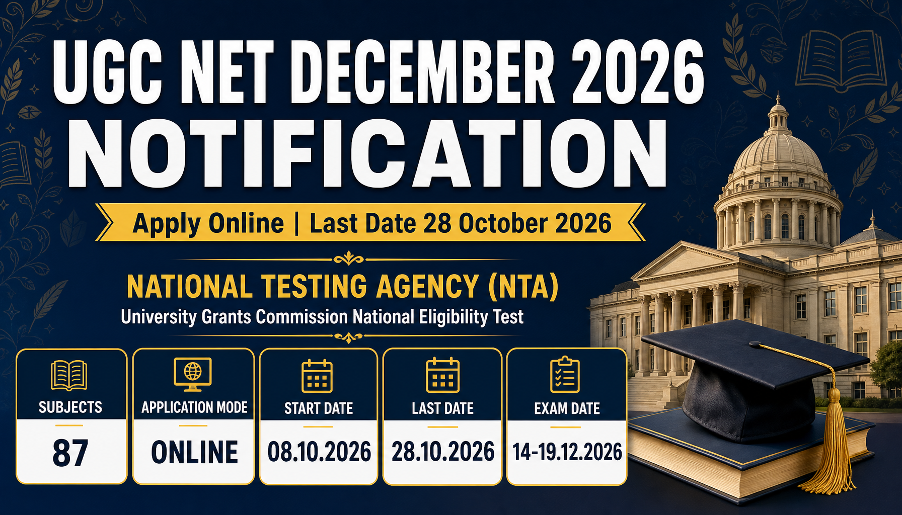 UGC NET December 2026 Notification Out: Apply Online, Exam Date & Fee
