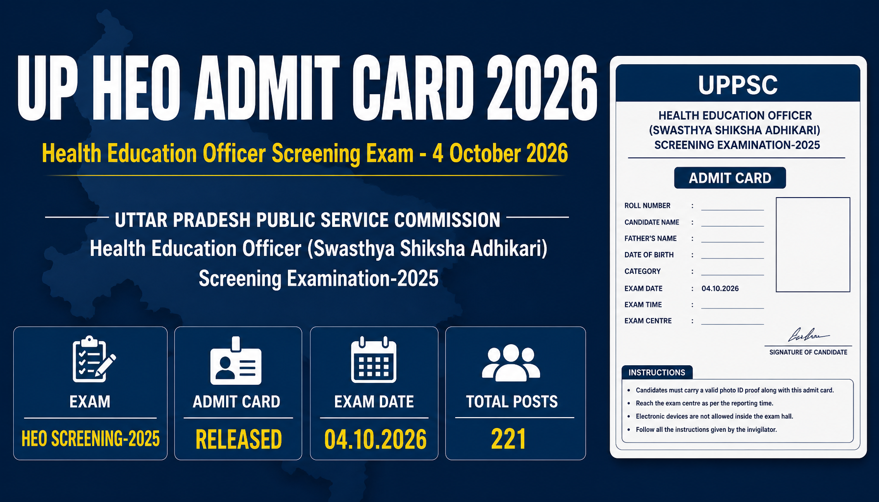 UP HEO Admit Card 2026: Download UPPSC Hall Ticket, Exam Date
